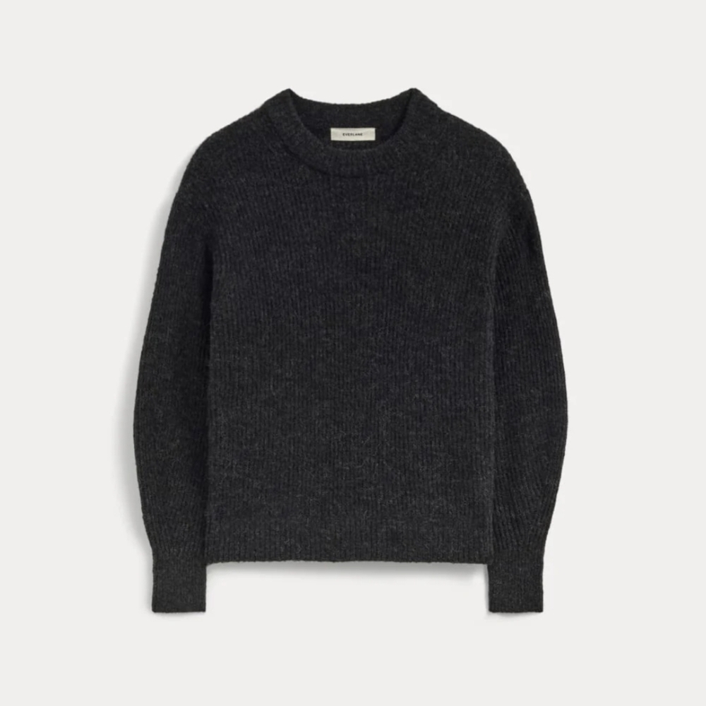 Everlane Alpaca Crew Heathered Black Xs